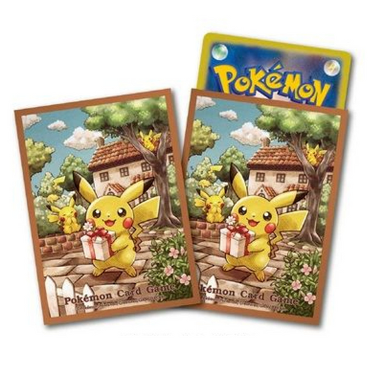 Pokemon Center Original TCG Deck Sleeves Present Giving Pikachu