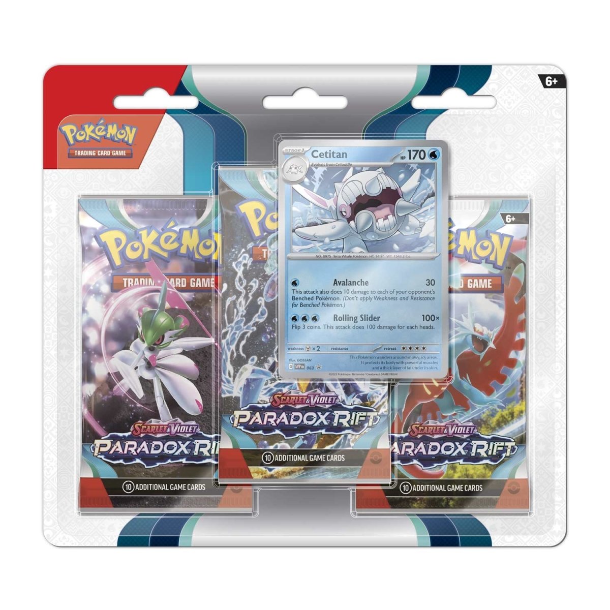 Pokemon Scarlet & Violet-Paradox Rift 3 Booster Packs & Cetitan Promo Card