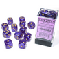 Dice Chessex 16mm d6 12 Dice Set Borealis Royal Purple/Gold 27787 Luminary Effect Glows in the Dark!