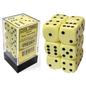 Dice Chessex 16mm d6 12 Dice Set Opaque Pastel Yellow/Black 25662