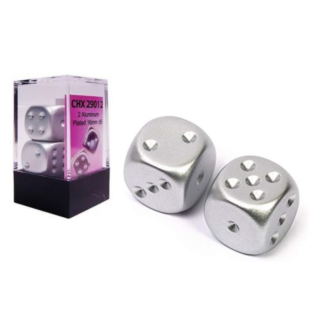 Dice Chessex Aluminum Plated 16mm d6 2-Dice 29012