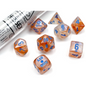 Dice Chessex Polyhedral 7-Die Set Borealis Rose Gold/Light Blue Luminary Effect! CHX 30045