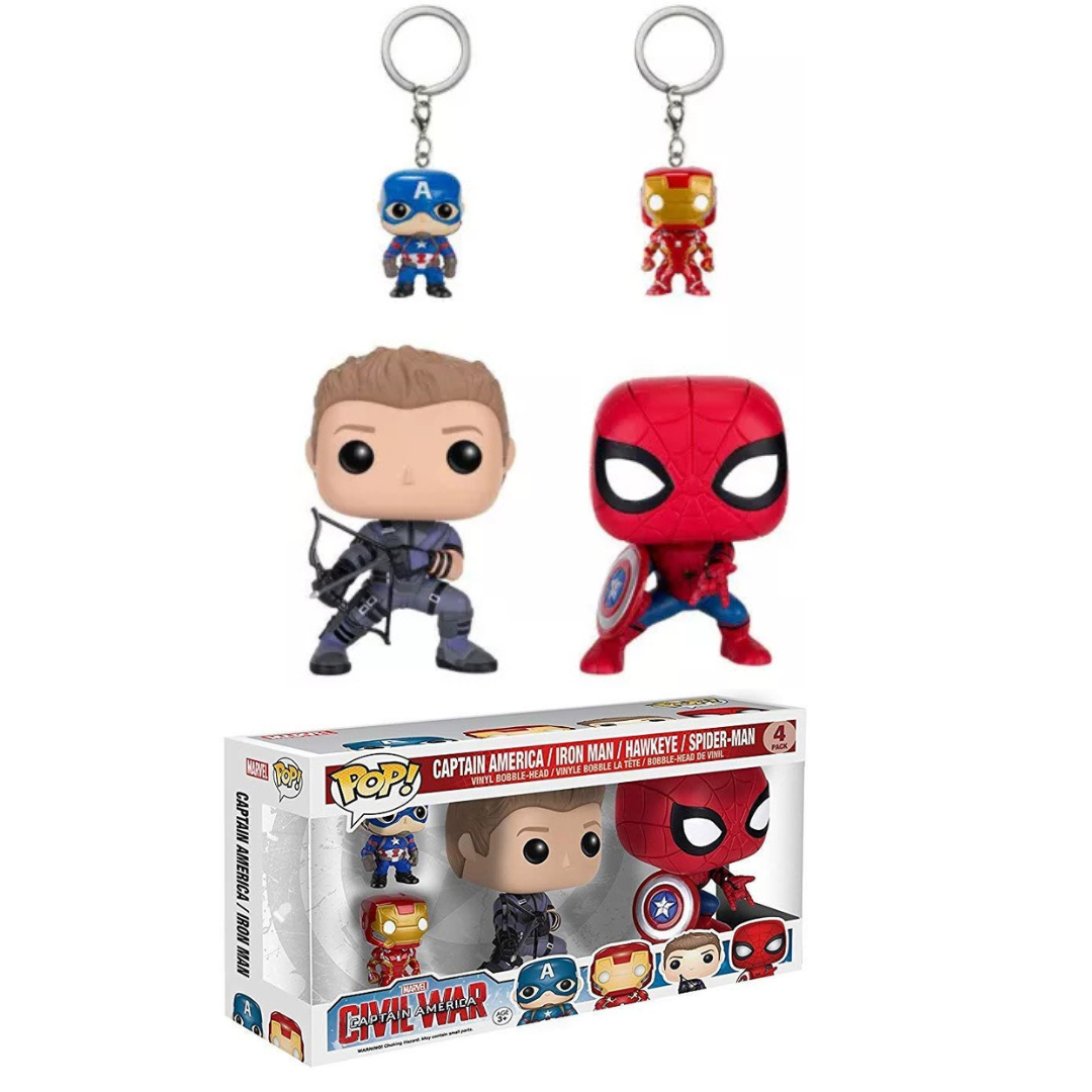 Funko Pop Marvel Captain America / Iron Man / Hawkeye / Spider-Man 4 Pack