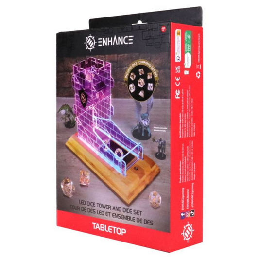 AP Enhance Tabletop LED Dice Tower with 7-Die Clear Dice Set