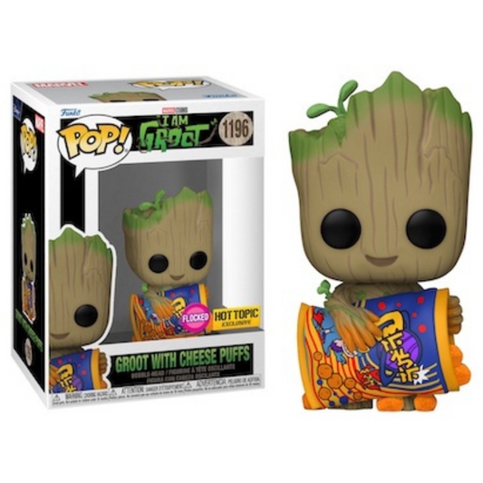 Funko Pop Marvel I Am Groot Groot with Cheese Puffs 1196 Hot Topic Flocked