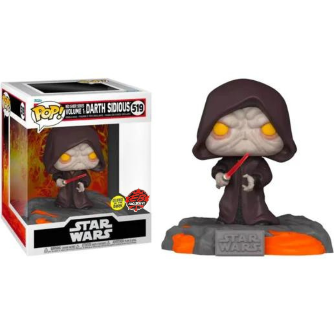 Funko Pop Star Wars Darth Sidious (Red Saber Series Volume 1) 519 Glow In The Dark EB Exclusive