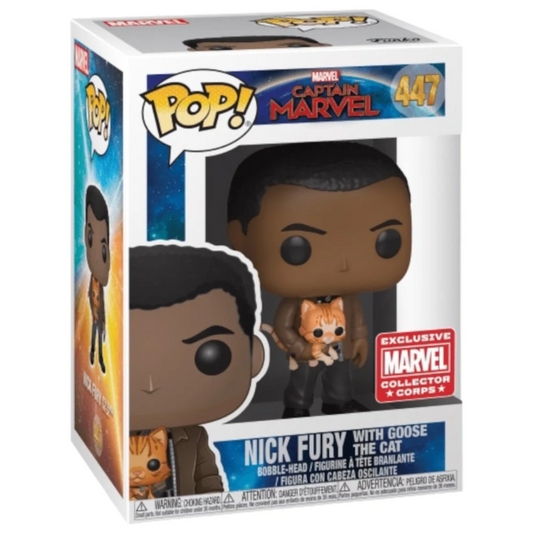 Funko Pop Marvel Captain Marvel Nick Fury with Goose the Cat 447 Marvel Collector Corps