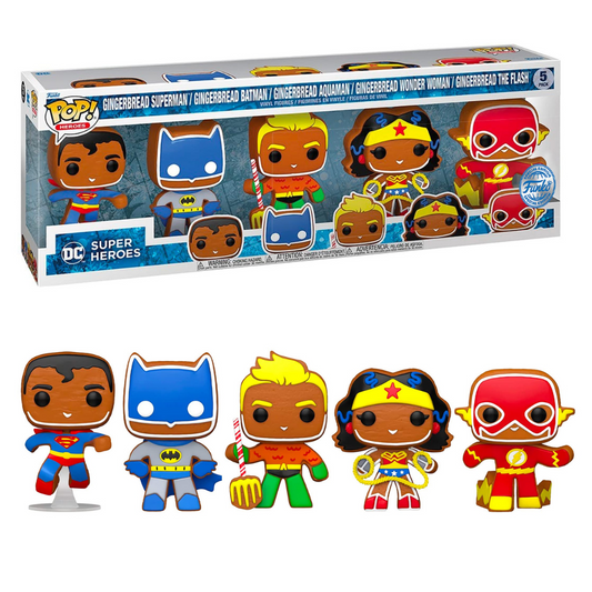 Funko Pop Gingerbread Superman / Batman / Aquaman / Wonder Woman / The Flash 5 Pack