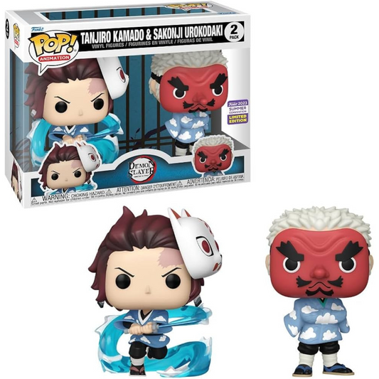 Funko Pop Anime Demon Slayer Tanjiro Kamado & Sakonji Urokodaki 2 Pack 2023 Summer Convention