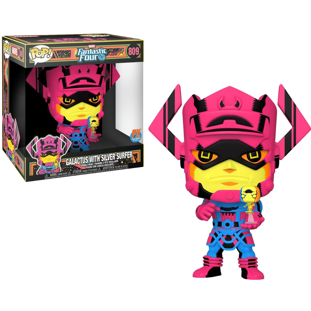 Funko Pop Jumbo Marvel Galactus with Silver Surfer 809 PX Exclusive Black Light