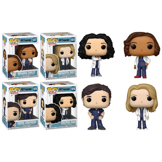 Funko Pop Grey's Anatomy SET of 4: Meredith Grey, Derek Shepherd, Dr. Bailey and Cristina Yang